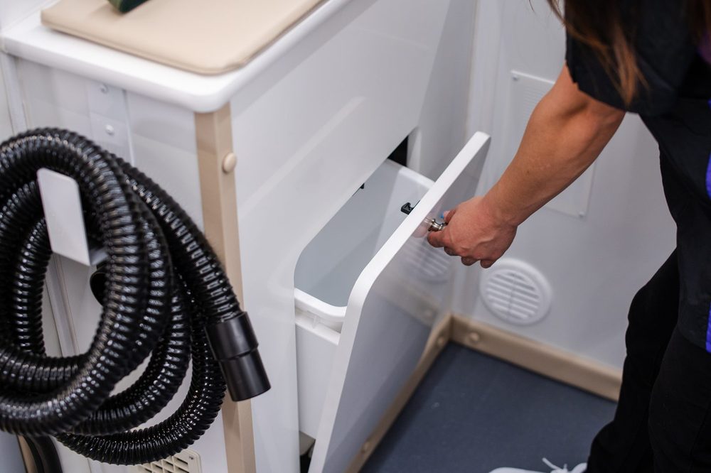 Professional dryer and salon tools ready to run on CleanPower in a Wag'n Tails van