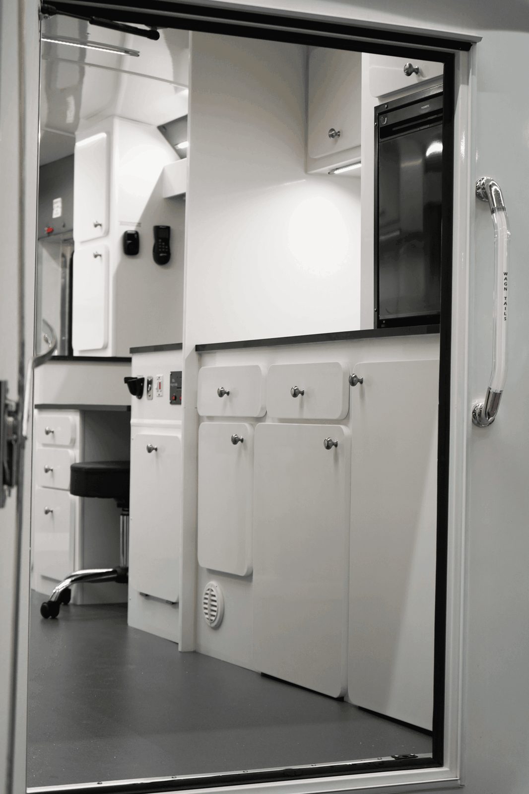 Stainless steel cage bank and holding area