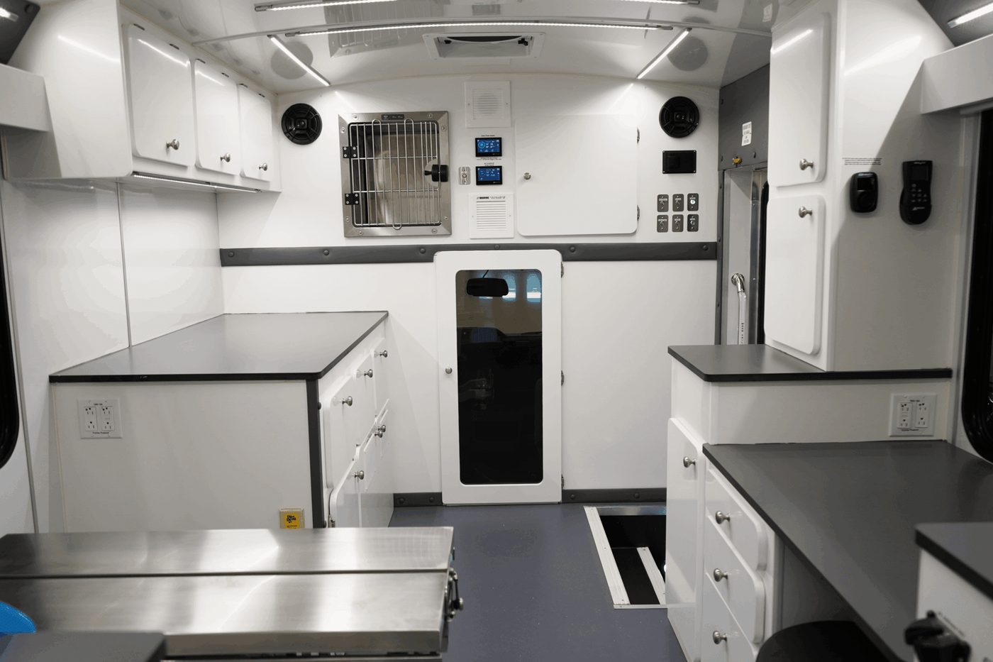 Clinic interior with exam flow
