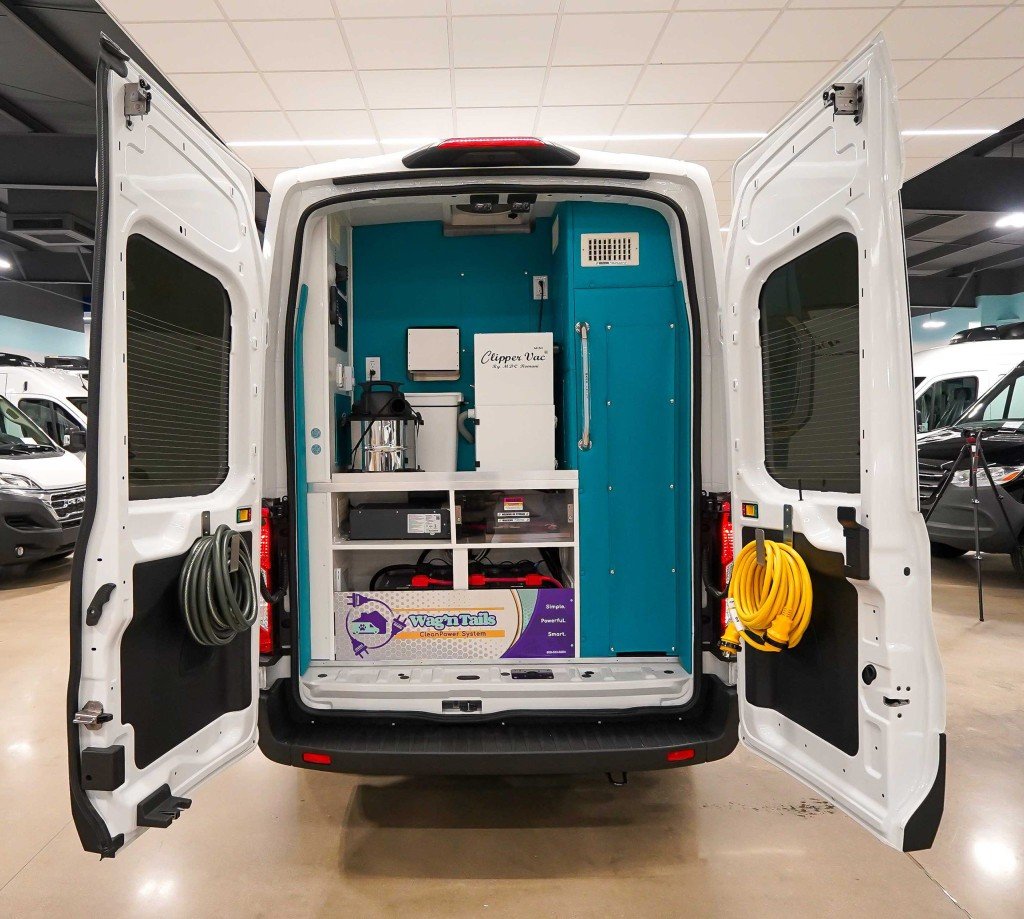 Pet Pro+ rear doors open showing CleanPower and teal salon walls