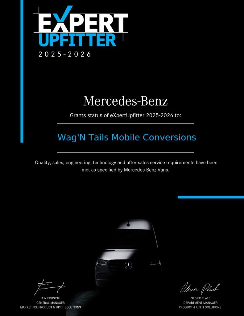Mercedes-Benz eXpertUpfitter certificate for Wag'n Tails