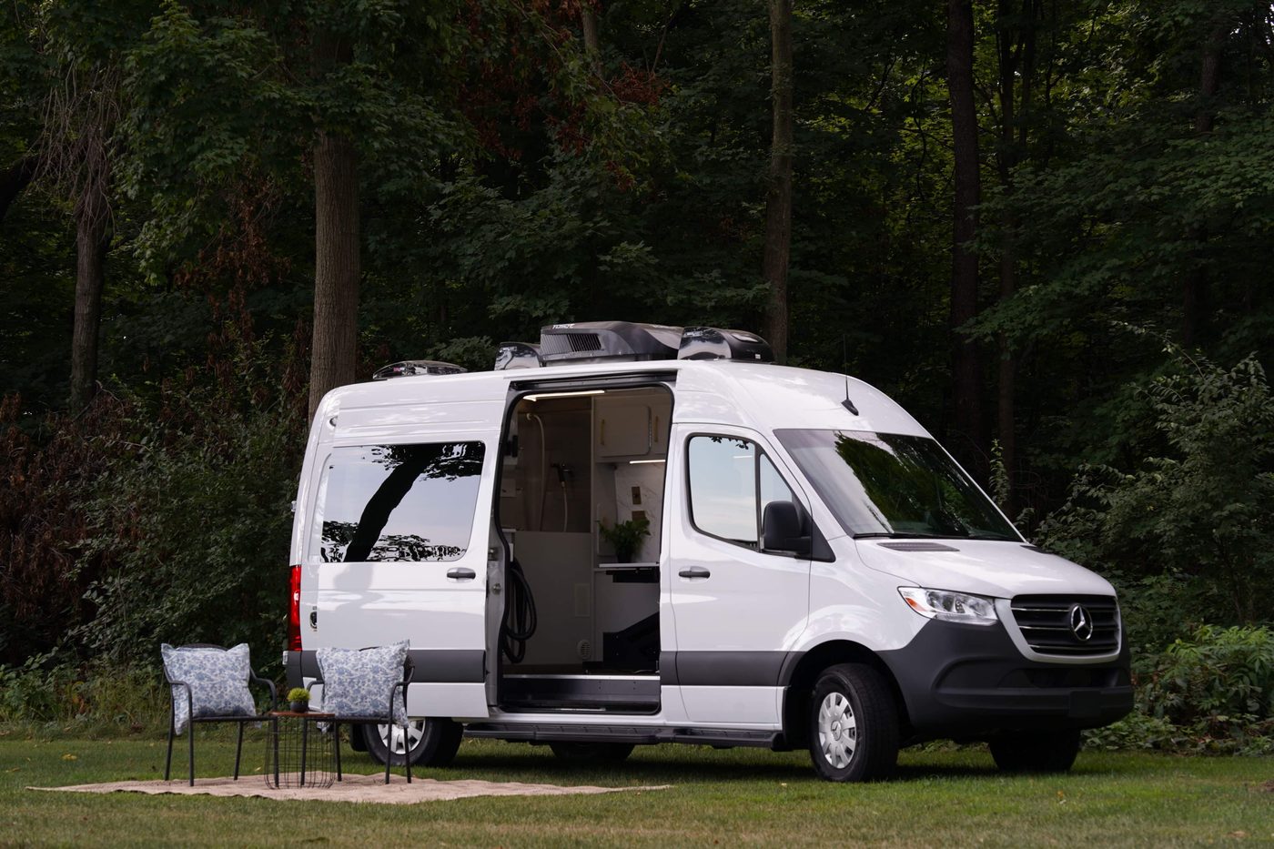 Groomer lifestyle moment with a Quantum Luxe van