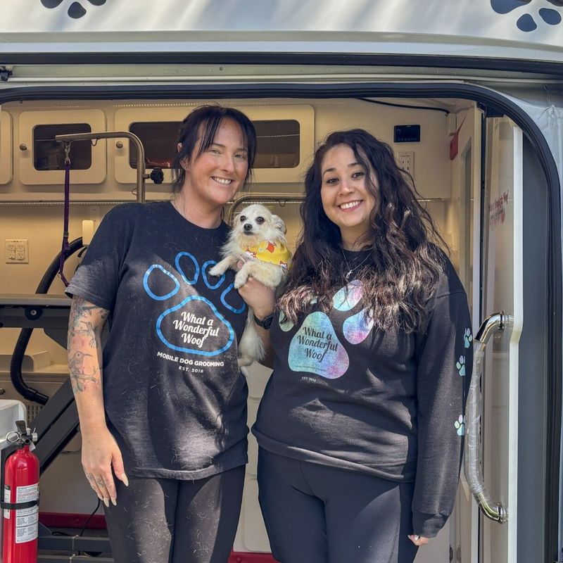 Shannon and Monica with their Wag'n Tails mobile grooming business