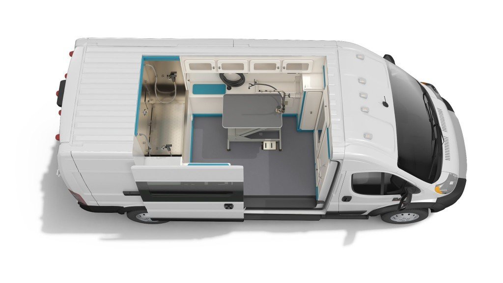 3D cutaway render of the Ultra Groom Van salon layout